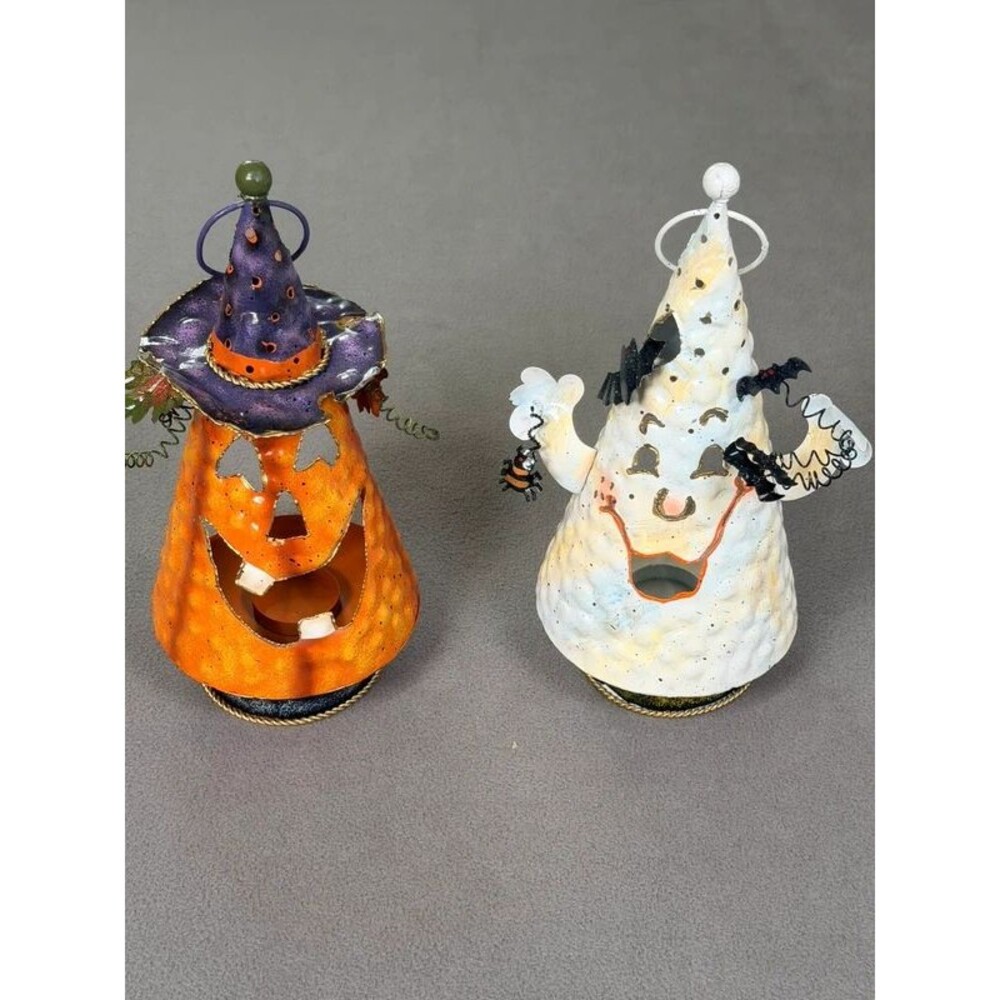Halloween Metal Decor-Candle/Tea Light/Votive Holders-Ghost & Jack-o-Lantern